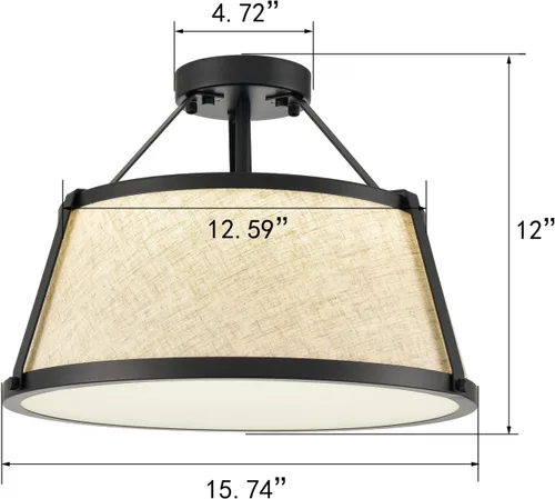 Miniatura 7 de Lámpara de techo empotrada de tambor con acabado negro regulable LED para dormitorio, pasillo, sala de estar, entrada