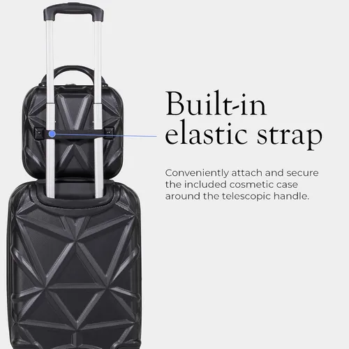 Miniatura 3 de AMKA Juego de equipaje giratorio extensible Gem Hardside, Negro -, Spinner de mano extensible Hardside con estuche cosmético incluido