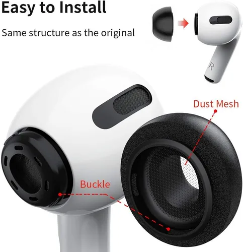 Miniatura 2 de Lanwow - Almohadillas de espuma viscoelástica para AirPods Pro. Almohadillas de silicona sin dolor. Antideslizante. Se adaptan al estuche de carga