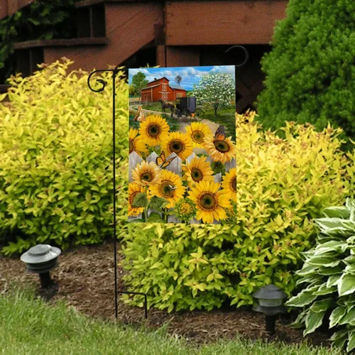 Miniatura 2 de Briarwood Lane Bandera de jardín de verano con girasoles campestres, diseño floral de granero, 12.5 x 18 pulgadas Girasoles de campo