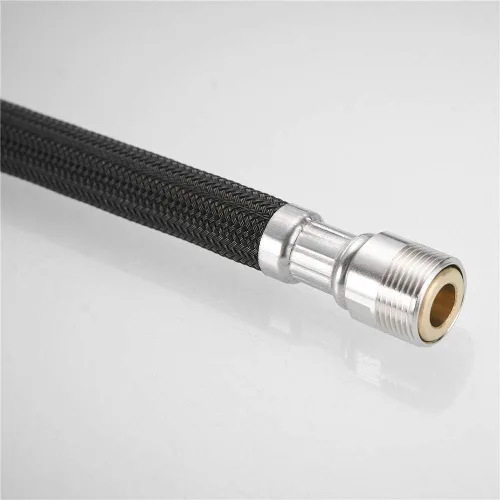 Miniatura 8 de Grifo desplegable para fregadero de baño de cocina de 1/2 pulgada IPS negro trenzado manguera de cabeza extraíble de 59 pulgadas o 59.1 in