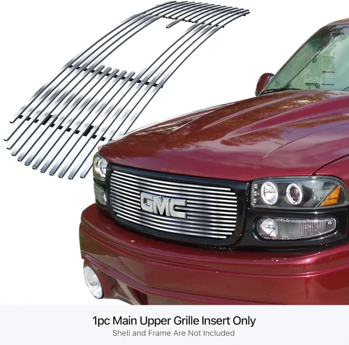 Miniatura 3 de APS Compatible con GMC Sierra 1500HD 2500HD 3500 2001-2002 y Yukon XL 00-06 con logotipo Mostrar logotipo superior de acero inoxidable SS Chrome