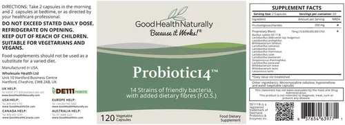 Miniatura 2 de Probióticos 14 - Suplemento digestivo, limpieza intestinal 120 cápsulas - Buena salud naturalmente