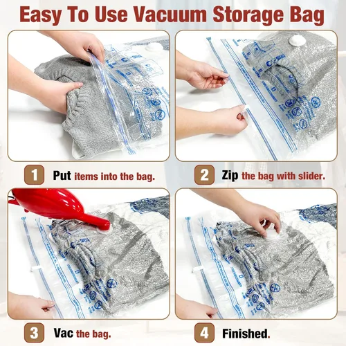 Miniatura 3 de Bolsas de Almacenamiento al Vacío, 10 Bolsas Grandes Ahorradoras de Espacio con Sellado al Vacío, Bolsas de Espacio para Ropa, Mantas, Ropa de Cama