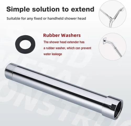 Miniatura 3 de Extensión de brazo de ducha cromado, extensor de montaje de brazo de 6 pulgadas para cabezal de ducha superior, tubo extensor de hembra a macho