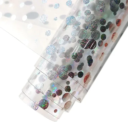 Miniatura 10 de HYANG Hojas de vinilo de cuero sintético transparentes transparentes de bola PVC súper claras holográficas 1 rollo 12" x 53" (30cm x 135cm)