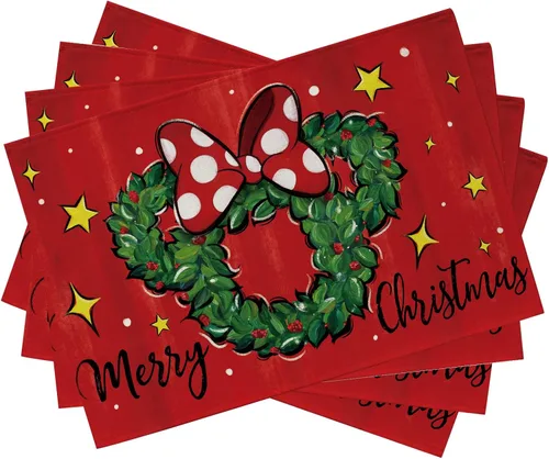 Miniatura 11 de Seliem Corona Navideña con Guirnalda de Mesa, Arco de Puntitos Rojos de Navidad, Decoración de Mesa de Cocina y Comedor, Decoración Navideña