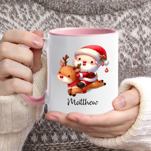 Miniatura 5 de Taza de café de Papá Noel con nombre personalizado – Taza de Papá Noel personalizada, 11 onzas y 15 onzas, bonita taza de cerámica blanca regalo