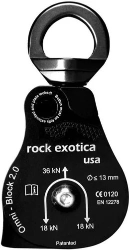 Miniatura 3 de Rock Exotica Omni-Block Swivel Pulley – High-Strength Swivel Pulley with Sideplate Access for Rigging – Made in The USA
