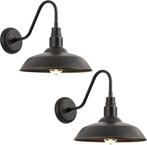 Miniatura 12 de Luz de granero de cuello de cisne de 10 pulgadas para exteriores, luces verdes para porche con interior blanco, cúpula pequeña, para patio, cuello