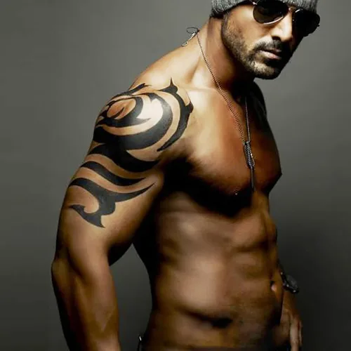 Miniatura 6 de Tatuajes tribales, 4 hojas de tatuajes tribales de brazo y 2 hojas de tatuajes temporales extra grandes similares al pecho de brazo de roca Tatuajes