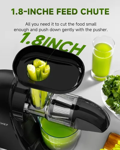Miniatura 4 de Máquinas exprimidoras - AMZCHEF Exprimidor de jugo de prensa en frío con masticación para frutas y verduras enteras - Masticación delicada sin Ébano