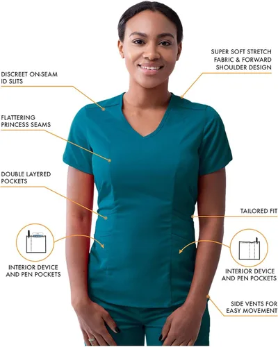 Miniatura 3 de Adar Pro - Conjunto médico moderno para mujer - Camiseta médica moderna con cuello en V y pantalón médico, pantalón de yoga