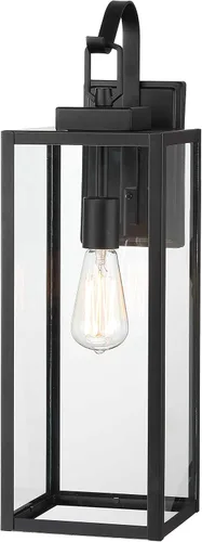 Pia Ricco Luces de pared para exteriores de tamaño extragrande, 22.5 pulgadas, color negro mate, lámpara exterior de gran tamaño con pantalla de