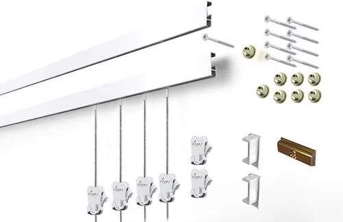 Miniatura 8 de STAS Cliprail - Juego de sistema para colgar cuadros, cubre 9.84 pies de espacio de pared, riel básico para fotos y kit de galería para colgar arte