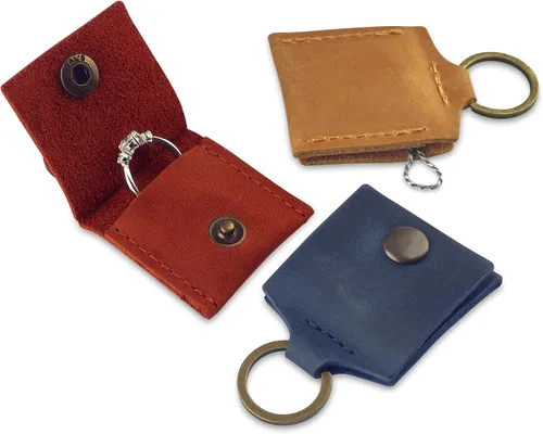 Miniatura 9 de Soporte de cuero para llavero, funda de viaje para anillo de boda, soporte para anillo de compromiso, bolsa para anillos, soporte para anillos