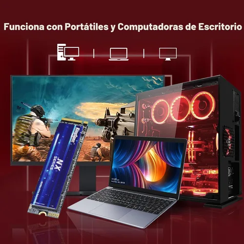 Miniatura 6 de KingSpec NX Series 512GB Gen3x4 NVMe M.2 SSD, hasta 3500 MB/s, unidad de estado sólido interna 3D NAND Flash M2 2280, para computadoras