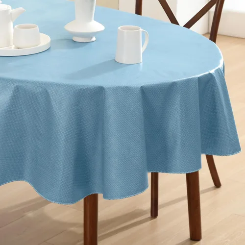 Miniatura 19 de Newbridge Basketweave - Mantel con parte trasera de franela de vinilo de color sólido, aspecto texturizado de tejido de cesta, mantel impermeable