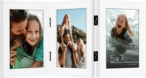 Miniatura 22 de Armazón de fotos con bisagra y frente de vidrio. Fabricado para exhibir dos fotos de 4 x 6 pulgadas, se para de manera vertical en el escritorio