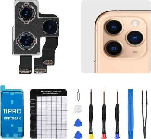 Para iPhone 11 Pro Max Reemplazo de la cámara trasera OEM para iPhone 11 Pro Kit 12MP Principal Lente Trasera con Lente Telefoto Ultra Wide OIS HDR