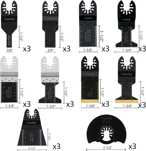Miniatura 2 de Yuanshikj 30 hojas de sierra oscilantes universales (titanio + bimetal) de metal y madera, multiherramienta oscilante, hoja de herramienta