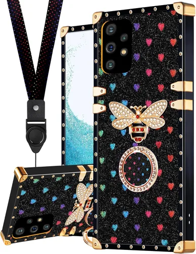 Miniatura 15 de Loheckle Funda para Samsung Galaxy Note 9 para mujer, diseño con soporte de anillo y cordón, elegante funda de lujo de abejas para Samsung Note 9 6.4