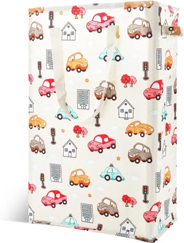 Miniatura 12 de Odonata Cesta de lavandería delgada con asas, cesta plegable para ropa sucia, bolsa de ropa sucia estrecha, cesta plegable para ropa sucia, 45 Gris