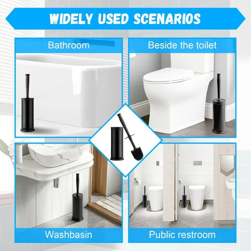 Miniatura 6 de AONEZ Plastic Toilet Brush, Toilet Brush and Holder Set with Long Handle, Covered Holder and Hard Bristles, Toilet Cleaner Brush for Bathroom and