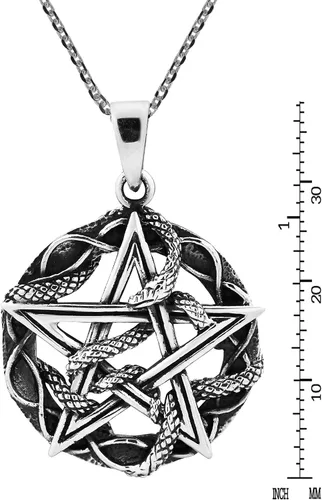 Miniatura 5 de AeraVida Collar con colgante de plata de ley 925 de pentagrama de serpiente entretejida Metal