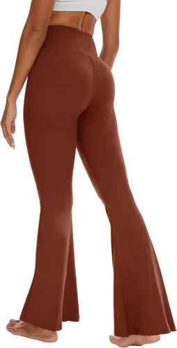 Miniatura 30 de ZOOSIXX Pantalones de yoga acampanados para mujer, leggings cruzados suaves con corte de bota