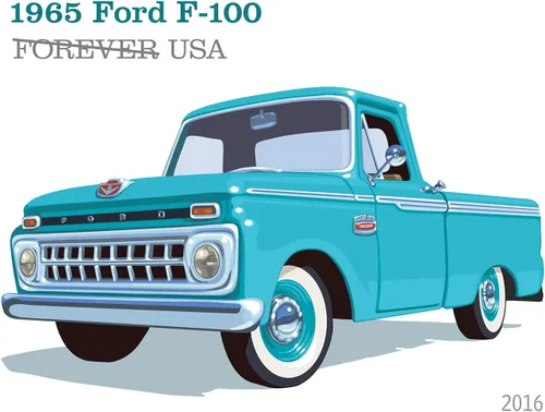 Miniatura 6 de Camionetas USPS Forever Stamp 1938 International Harvester D2 1948 Ford F1 1953 Chevrolet 1965 Ford F100 1 20 Sellos