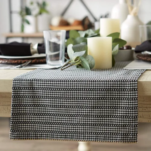 Miniatura 2 de DII Farmhouse Gingham, colección de mesa a cuadros, camino de mesa, 14x72, negro