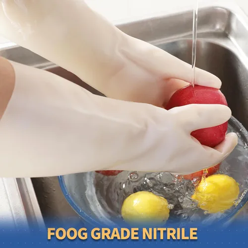 Miniatura 4 de BOOMJOY Guantes de limpieza de nitrilo, resistentes, para lavar platos, reutilizables, grandes, para cocina, baño, jardinería, trabajos o cuidado