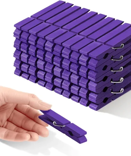 Miniatura 15 de Pinzas para ropa, pinzas de madera de color rosa para juego de baby shower, corona, manualidades, pinzas de agarre fuerte de madera de abedul