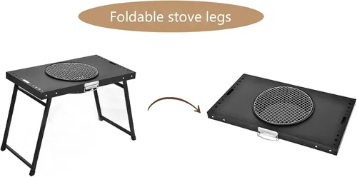 Miniatura 6 de Parrilla de carbón portátil, parrilla plegable de acero al carbono negra 25.5 in Patio Barbecue BBQ Grill,for Outdoor Cooking, Patio, Party