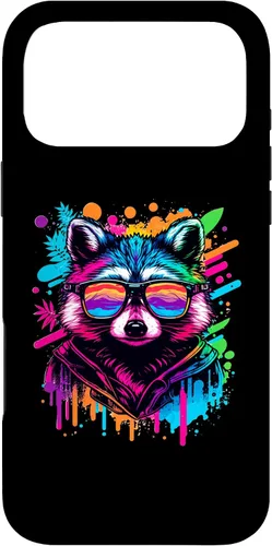 Miniatura 22 de Rainbow Raccoon Sunglasses Vaporwave Synthwave Retrowave Case for iPhone 17 Pro