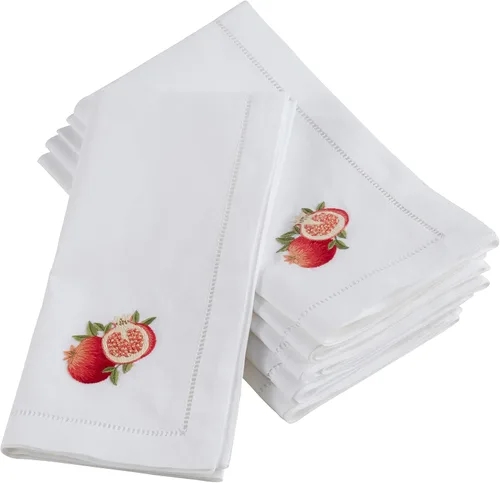 Miniatura 29 de Juego de 6 servilletas bordadas de magnolia hechas a mano con borde cosido