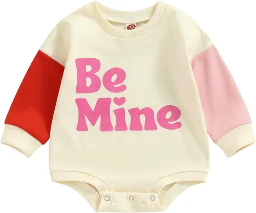 FYBITBO Sudadera de cuello redondo para bebé niña y niño, mameluco de burbujas, camisa de manga larga, traje de San Valentín, ropa de otoño