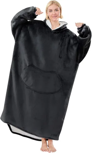 Miniatura 11 de Moinlizy Manta con Capucha Usable, Manta con Capucha Extragrande y Gruesa para Adultos, Mujeres y Hombres con Bolsillo y Mangas