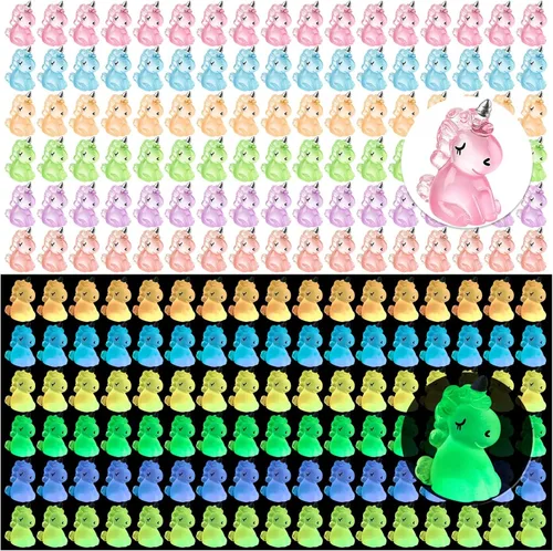 HFAYDZSW 60 piezas de figuritas de unicornio mini de resina luminosas, ornamento pequeño de unicornio que brilla en la oscuridad para jardín,