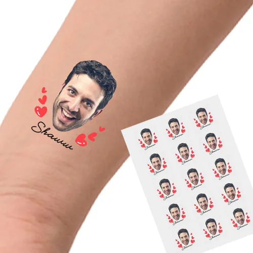 Miniatura 17 de YESCUSTOM Tatuajes temporales personalizados con foto, tatuaje facial personalizado con logotipo para adultos, parejas, mujeres, hombres, tatuajes