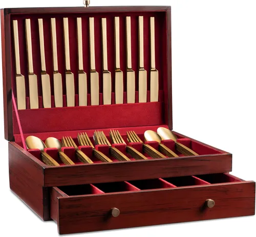 Miniatura 5 de Royalty Art Caja de almacenamiento de cubiertos sin deslustre con cajón, organizador de cubiertos y utensilios de cocina de 15 x 11 pulgadas