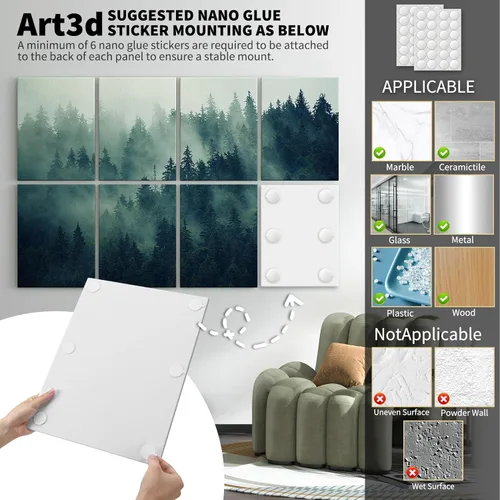 Miniatura 6 de Art3d Paneles de pared insonorizados de 48 x 32 pulgadas, paquete de 8 paneles acústicos de pared decorativos absorbentes de sonido para sala