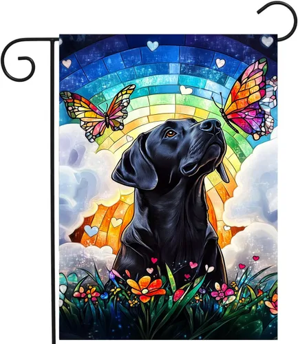 Miniatura 62 de Bandera de jardín floral Border Collie bandera de patio primavera verano bandera de patio flor perro banderas de jardín para exteriores pequeñas