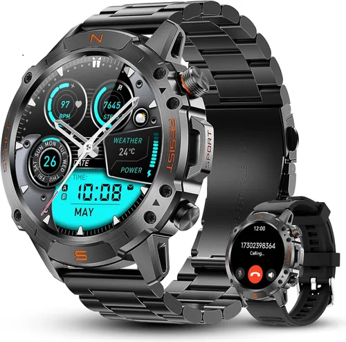 Miniatura 12 de WalkerFit Reloj inteligente para hombres, pantalla AMOLED redonda de 1.43", 5 ATM resistente al agua, monitor de frecuencia cardíaca y sueño