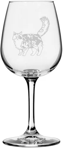 Miniatura 80 de Copa de vino de 12.75 onzas con temática de gato abisinio grabada para todo uso