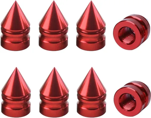 Miniatura 8 de Osilly Tapones para válvulas de neumáticos de automóvil, paquete de 8 tapones de vástago de presión de aire de aleación de aluminio con pinchos, Oro