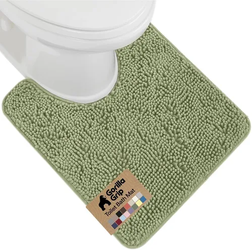 Miniatura 11 de Gorilla Grip - Tapete de baño afelpado, absorbente, peludo, de felpilla, para base de inodoro cuadrada, reverso de goma, suave, de microfibra, claro