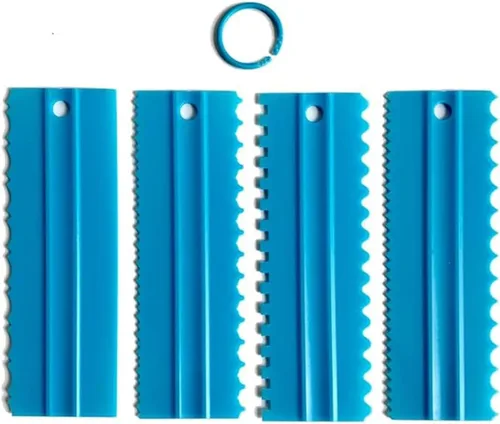 Juego de raspadores para tartas, peine de decoración y glaseado más suave, raspador de dientes de sierra, pulidor de espátula de mantequilla, crema