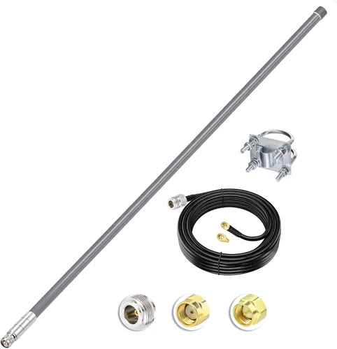 Bingfu Antena Lora de 43.3 pulgadas 8dBi 915MHz – Cable ALSR240 de baja pérdida de 10 pies – Compatible con repetidor de nodo solar Meshtastic y RAK
